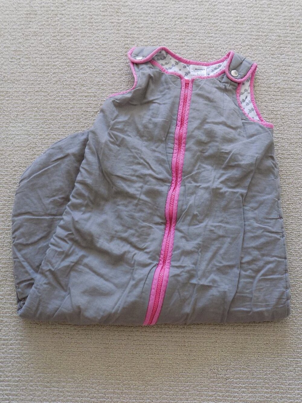 BABY DEE DEE SLEEP SACK GREY PINK SIZE LARGE 18-36 MONTHS 2.5 TOG